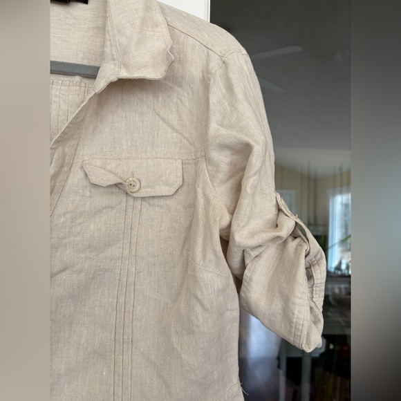 Linen Oatmeal Button-Up Dress - Picture 3 of 9